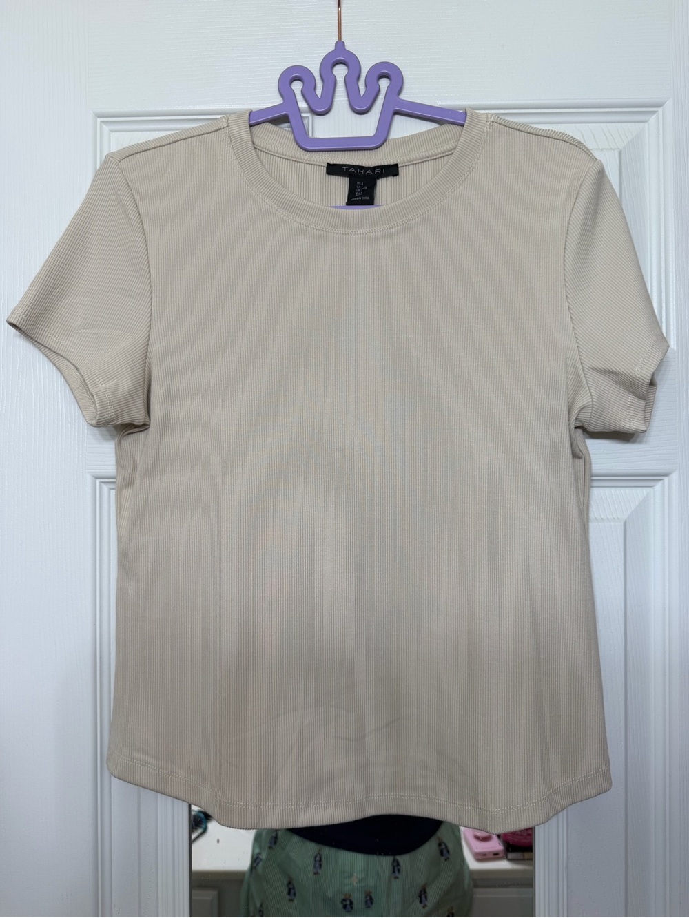 Tan Short-Sleeve Crewneck Top by Tahari NWT